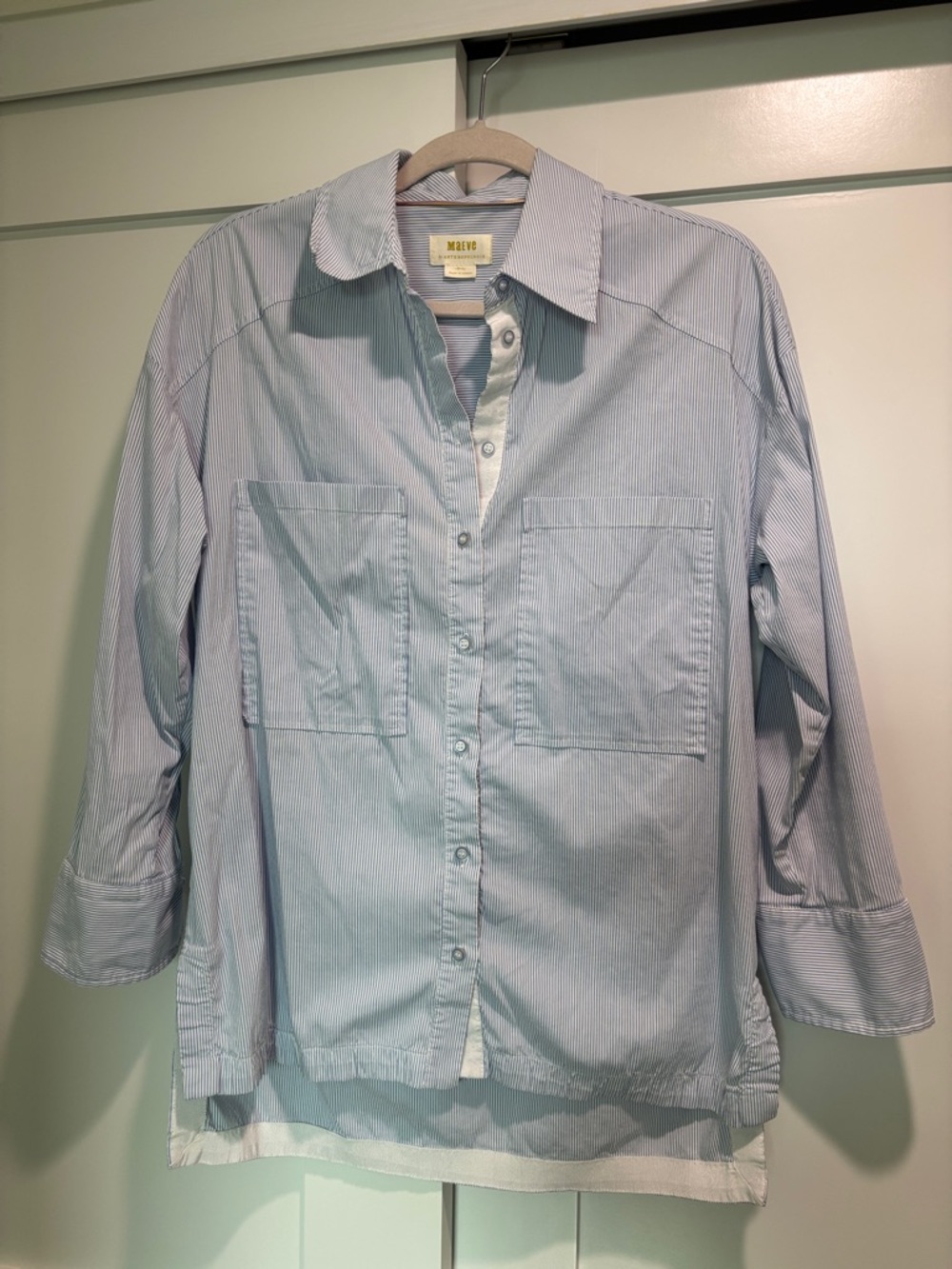 Maeve Light Blue & White Striped Relaxed Shirt